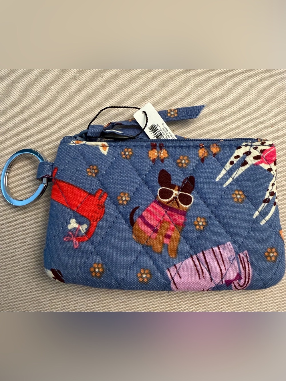 Vera Bradley Zip ID Case with Key Ring in Bark Park.  NEW Will receive exact